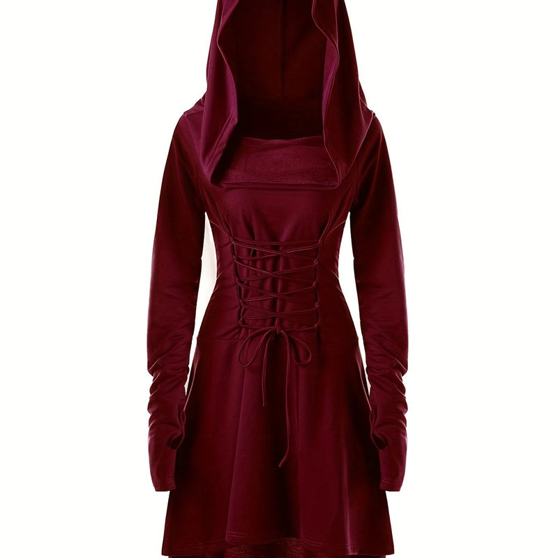 Women's Solid Color Tie-Up Asymmetrical Dress.