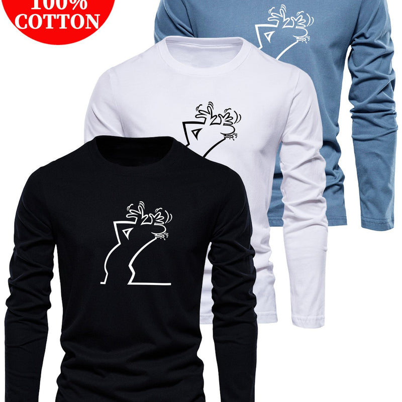 3pcs Men’s Cotton T-Shirts Casual Crew Neck.
