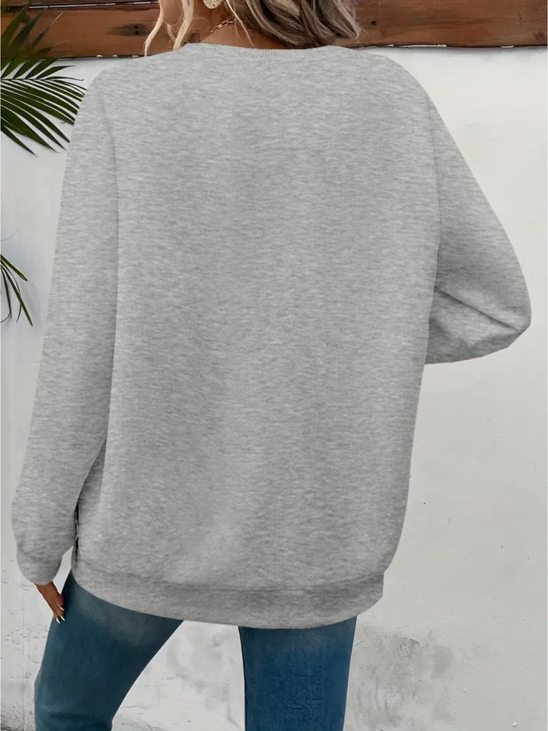 Women's Oversized German Text Print Sweatshirt.