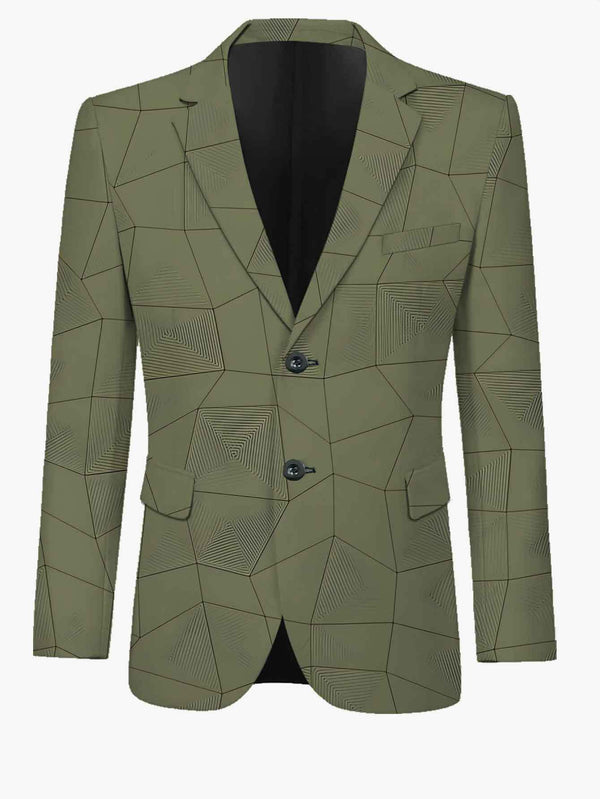 Men'S Standard Size Suit Set Featuring a Digital Classic Gray-Green.