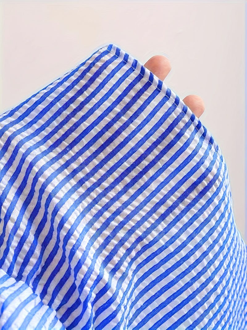 Women's Blue And White Striped Two-Piece Set.