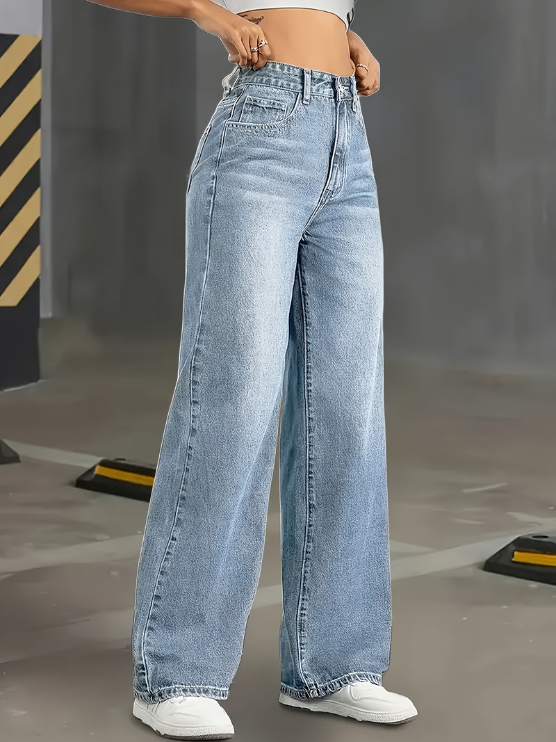 Women's High-Waisted Straight-Leg Jeans.