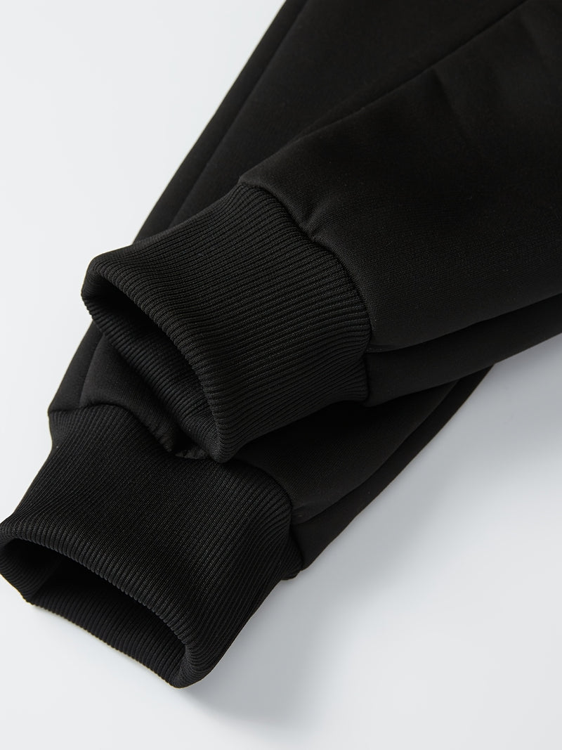 Boys Thick Plush-Lined Zip-Up Jacket + Pants Set.