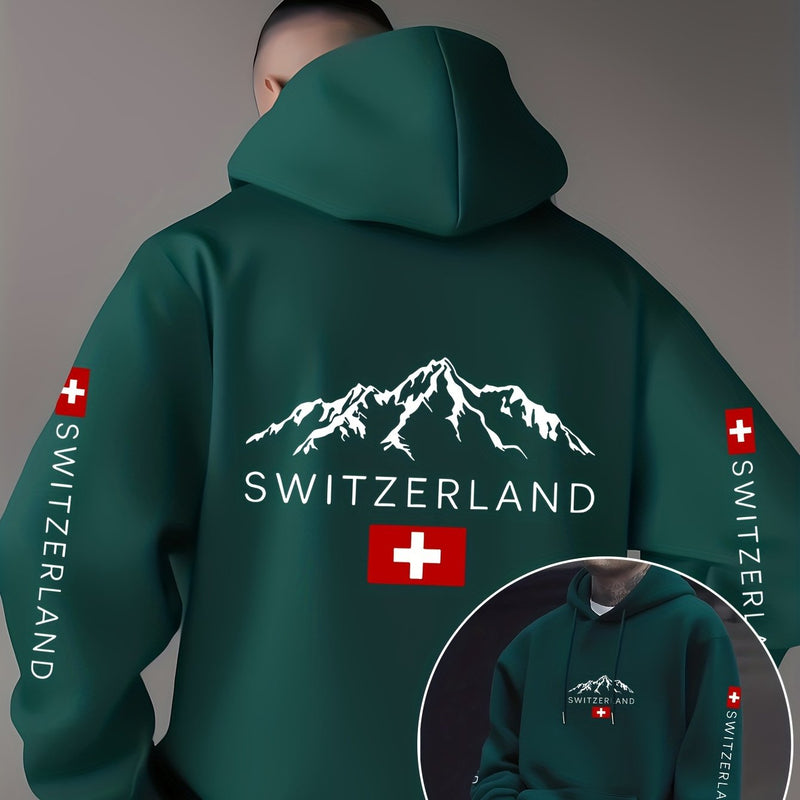 Men'S & Women'S Swiss Flag & Matterhorn Mountain Graphic Hooded Sweatshirt.