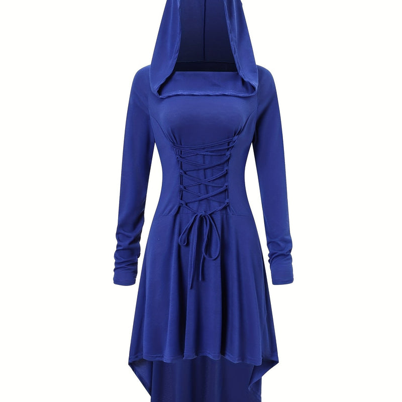Women's Solid Color Tie-Up Asymmetrical Dress.