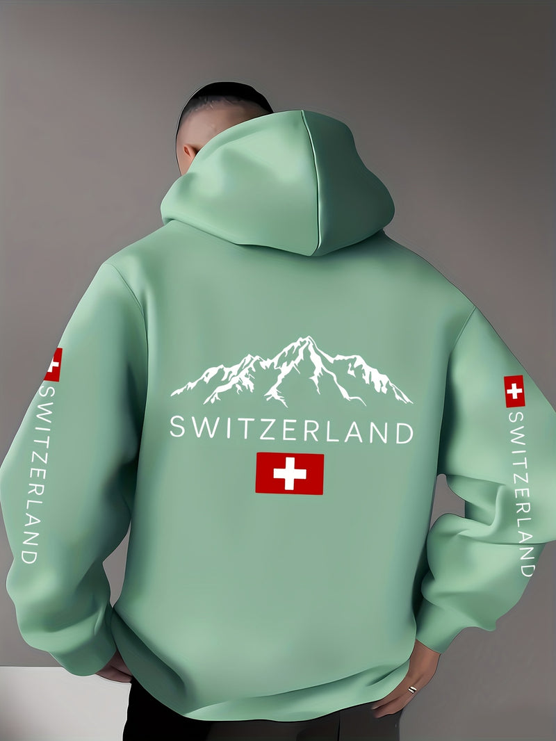 Men'S & Women'S Swiss Flag & Matterhorn Mountain Graphic Hooded Sweatshirt.