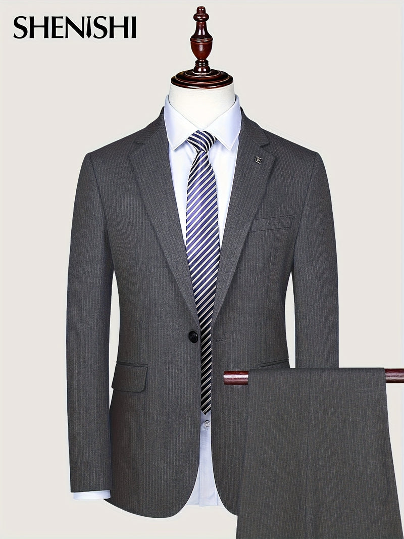 Men's Two-Piece Suit Set - Business & Casual Wear, Slim Fit.