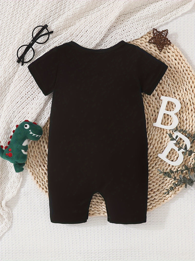 Newborn Baby Boy Romper Short Sleeve Striped Pocket Onesie Jumpsuit.