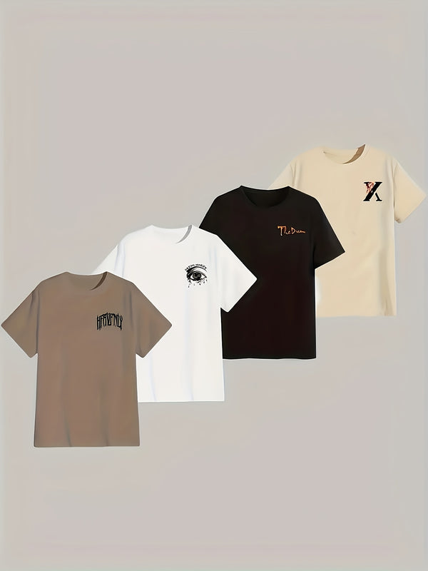 4pcs Set of Men's Short-Sleeve T-Shirts.