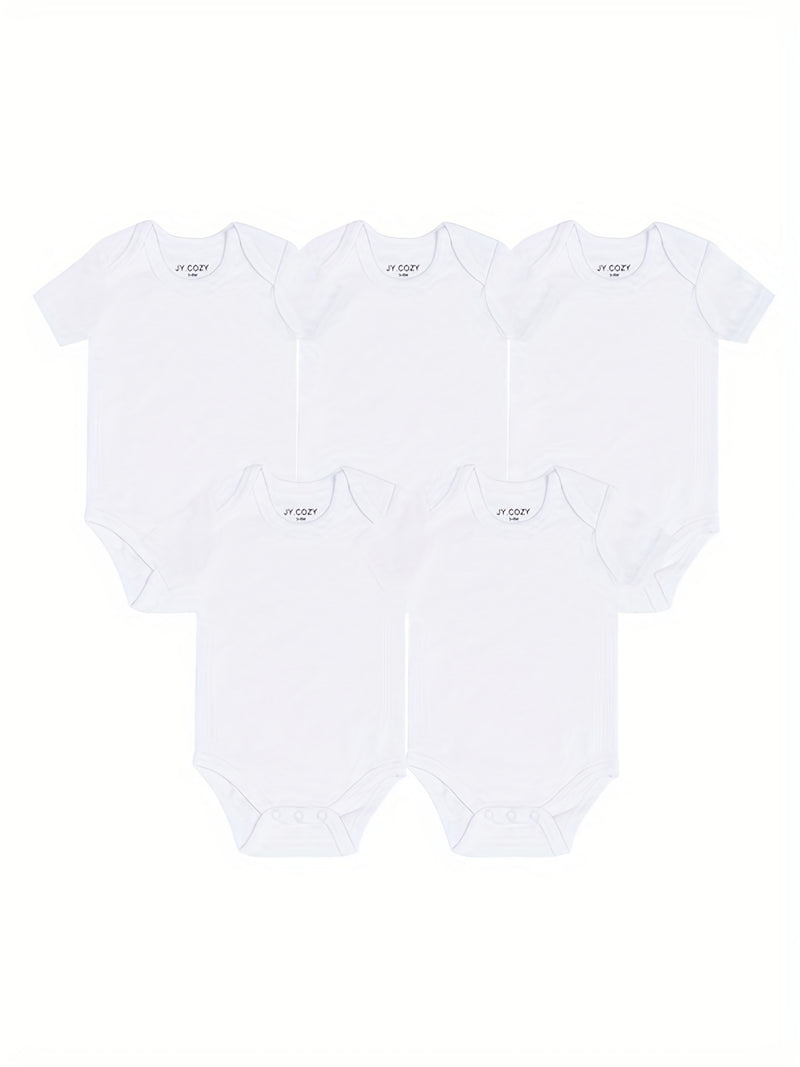 5pcs Cute Baby Girl 100% Cotton Short Sleeve Bodysuits.