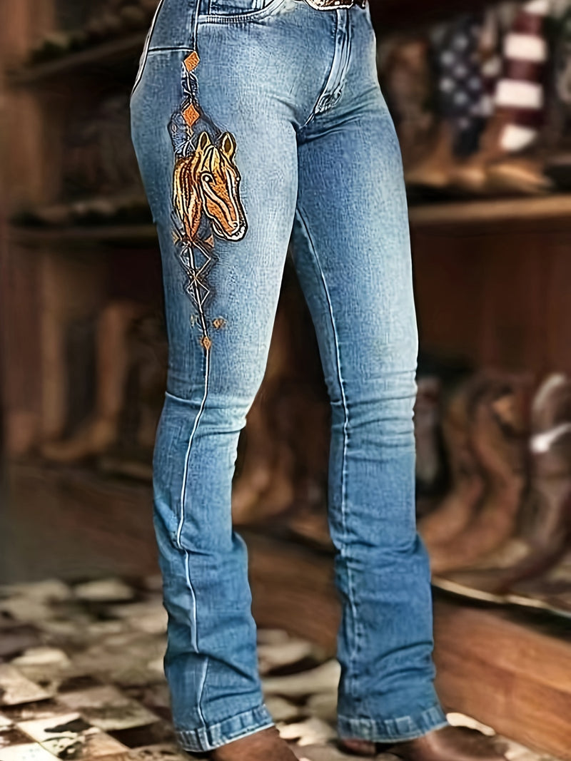 Women's Stretch Fashion Versatile Flare Jeans.