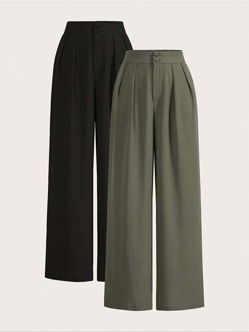 High-Waisted Wide-Leg Pants Two-Piece Set for Women.
