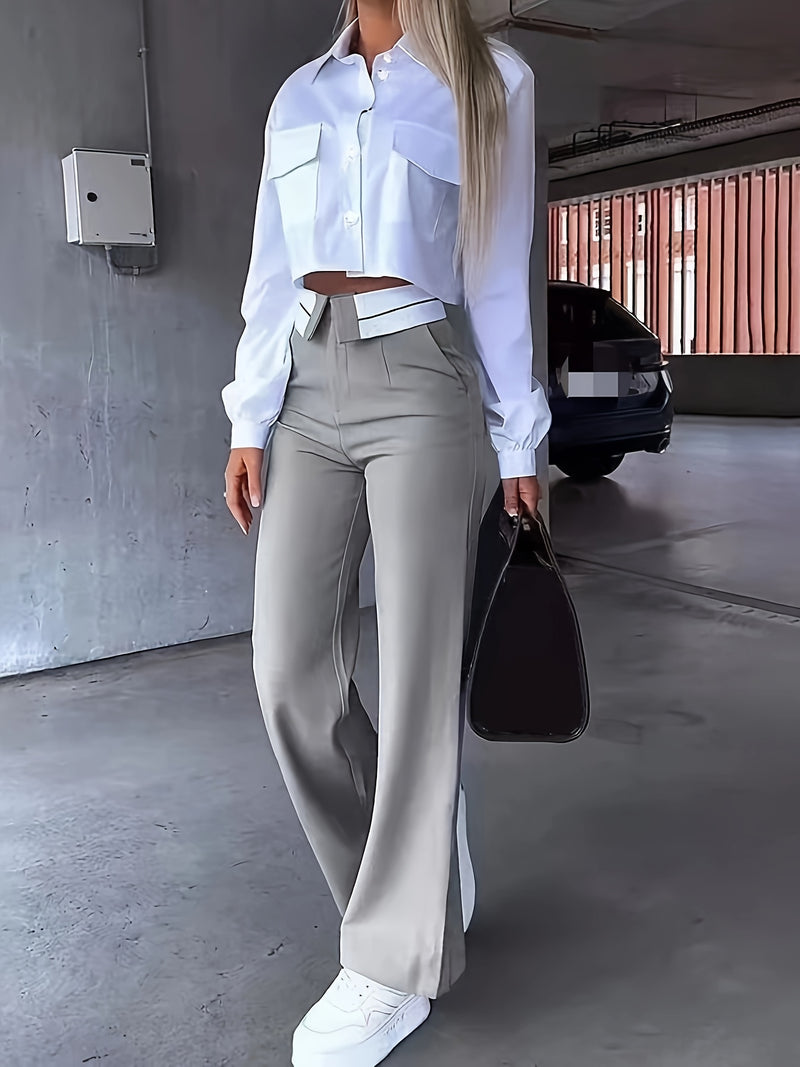 Women's Elegant and Stylish Casual Commuter Color-Matching Outfit Set.