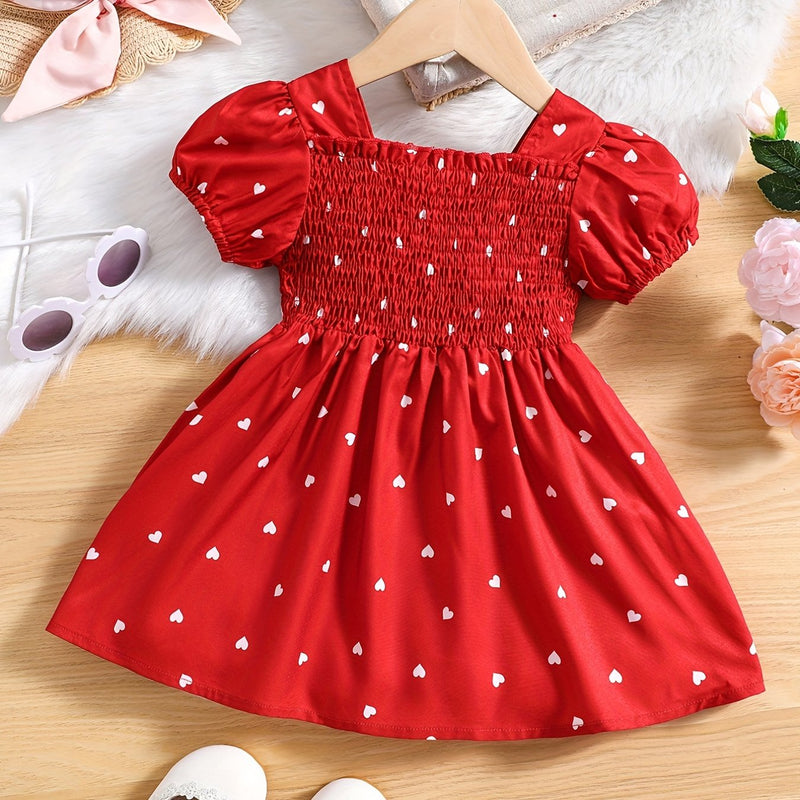 Ramadan Adorable Heart-Print Tunic Dress For Girls.