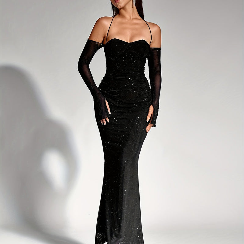 A One-Shoulder, Neck-Tie, Mermaid Hem Dress.