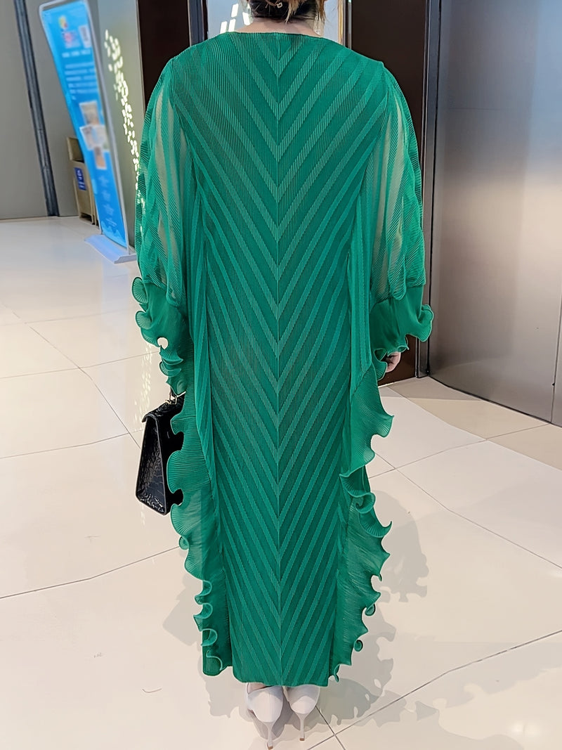 Women’s Elegant Long Dress with Stylish Pleats.
