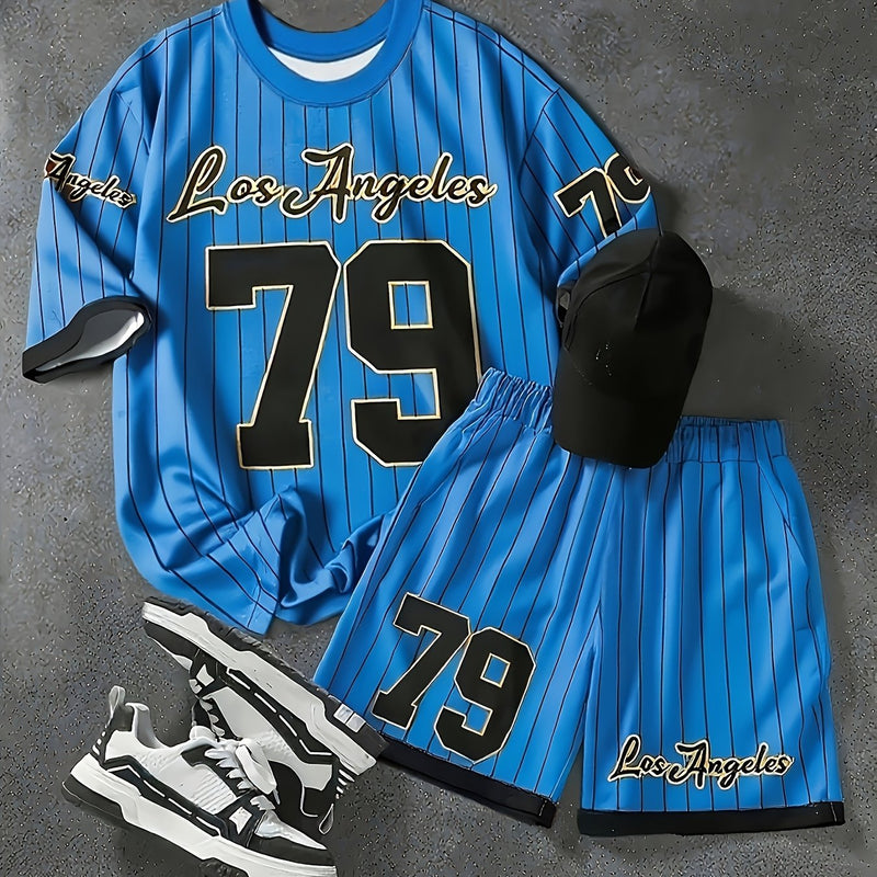 Men's Casual Short Sleeve T-Shirt and Shorts Set.