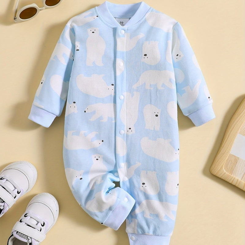 1pc Long Sleeve Knitted Bodysuit with Full Print.