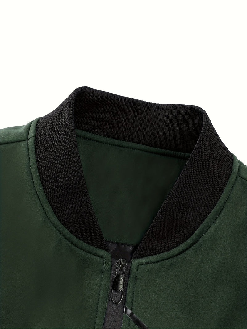 Men'S Casual Bomber Jacket | Spring-Autumn, Non-Stretch, Baseball Collar.