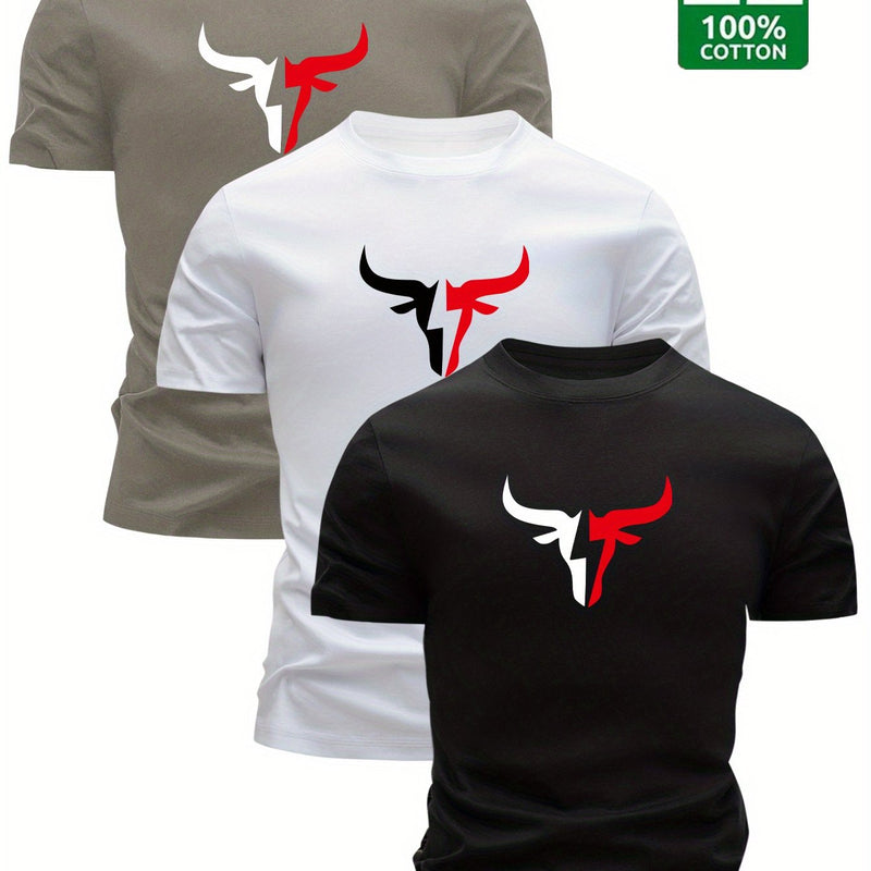 3pcs Men’s T-shirt Cotton New Fashionable Summer Essential Top.
