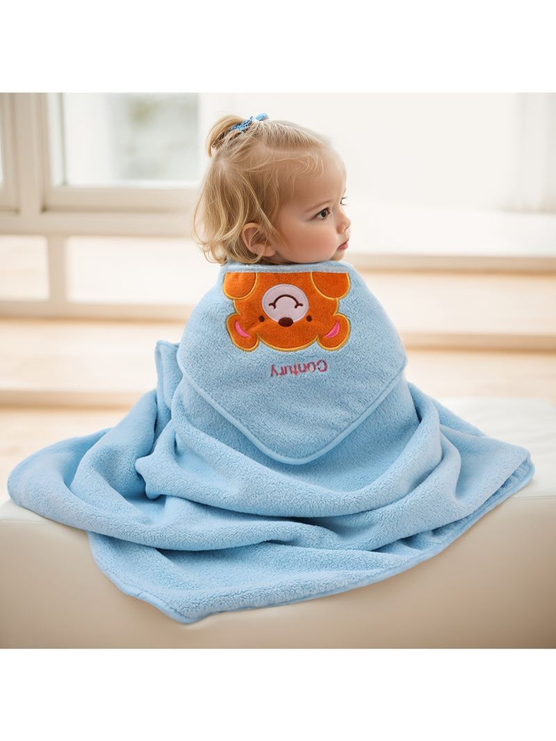 Cute Baby Bathrobe, Highly Absorbent, Quick-Drying, with a Hood.