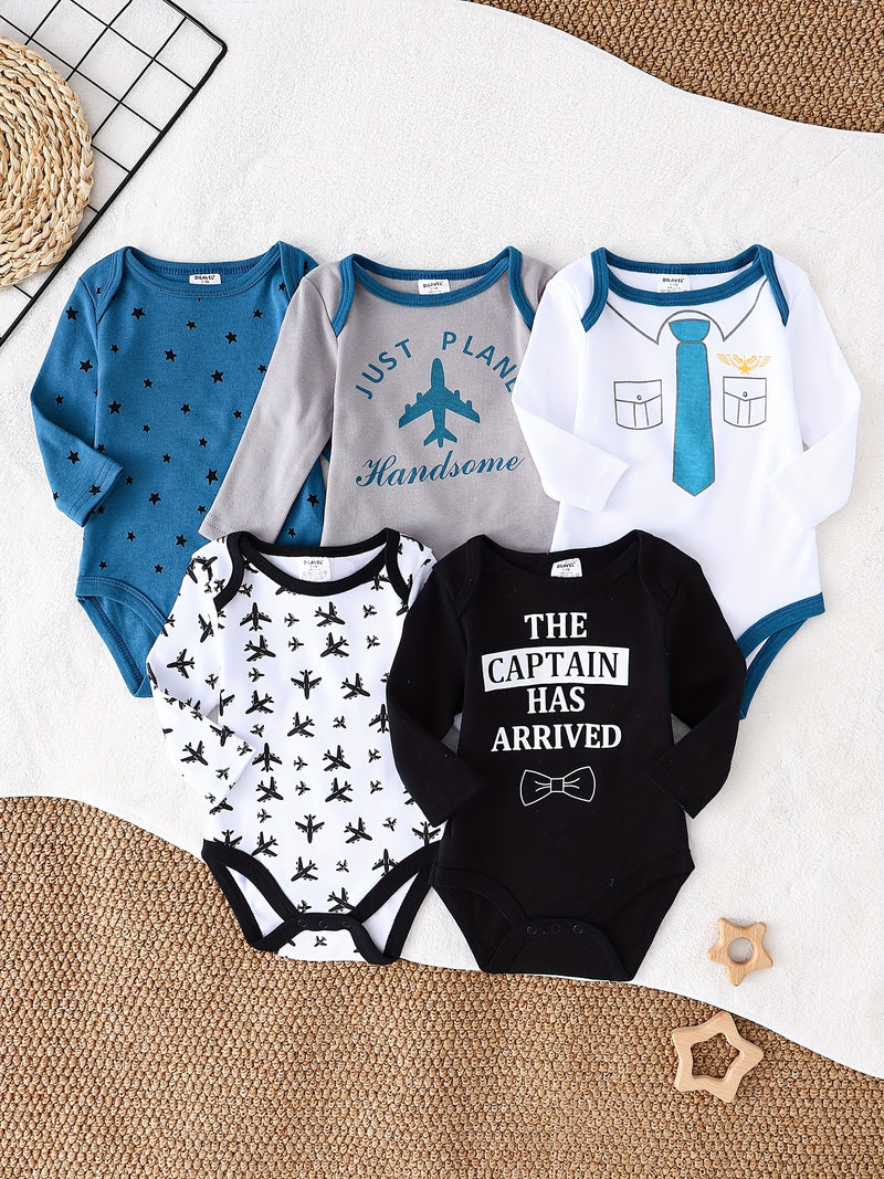 5pcs New Autumn/Winter Children's  Romper, Boys and Girls Fitted.