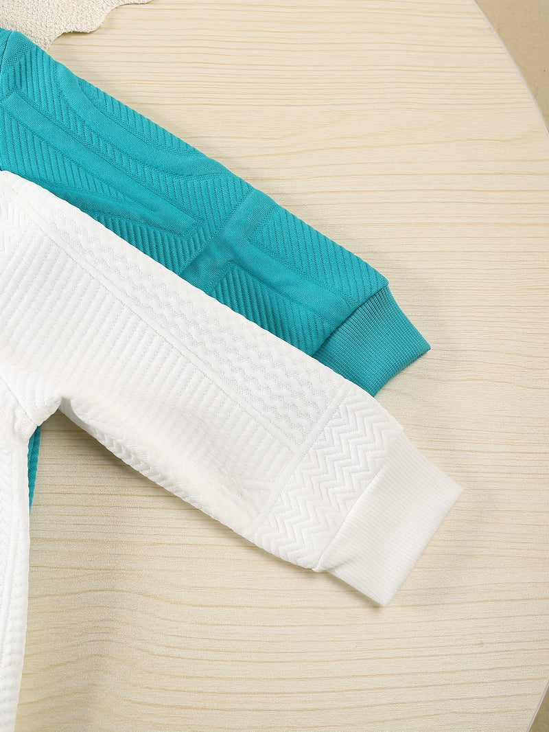 2pcs Boys New Warm Letter and Geometric Pattern Sweatshirt.