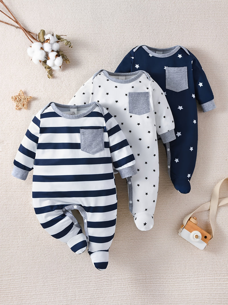 Newborn Multi-Piece Footed Romper Set, Perfect for Outdoor.