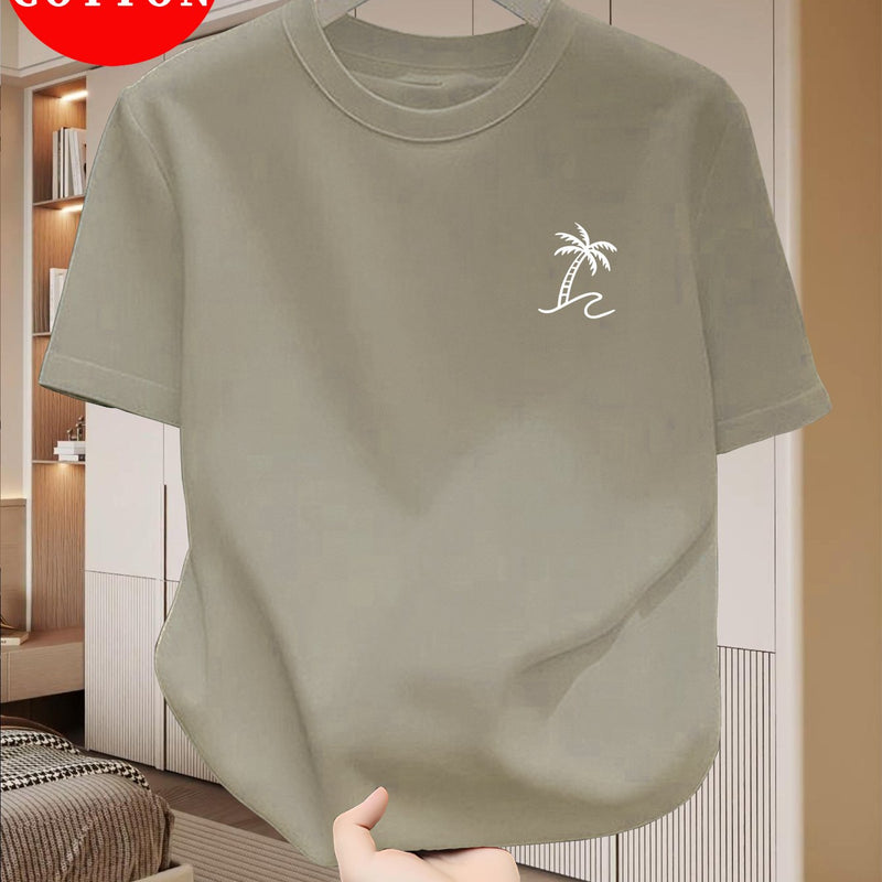 Men's Cotton T-Shirt, Summer Crew Neck Tee.