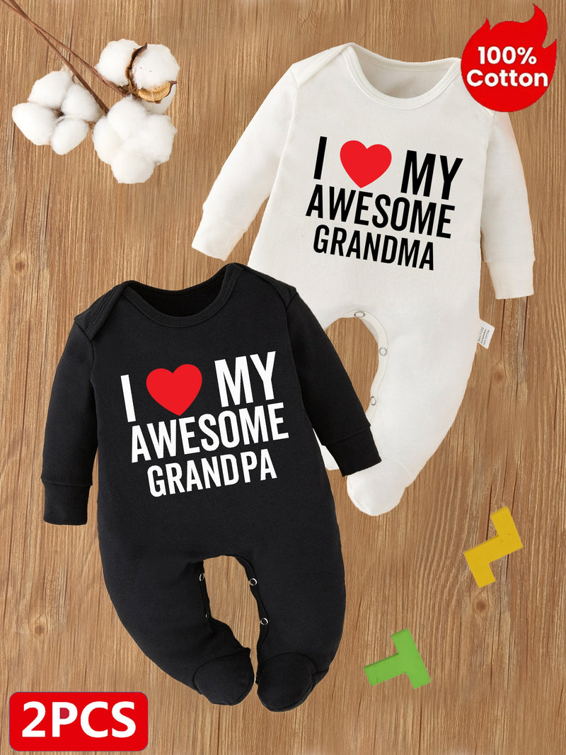 2pcs I Love My Awesome Grandma, I Love My Awesome Grandpa Letter.