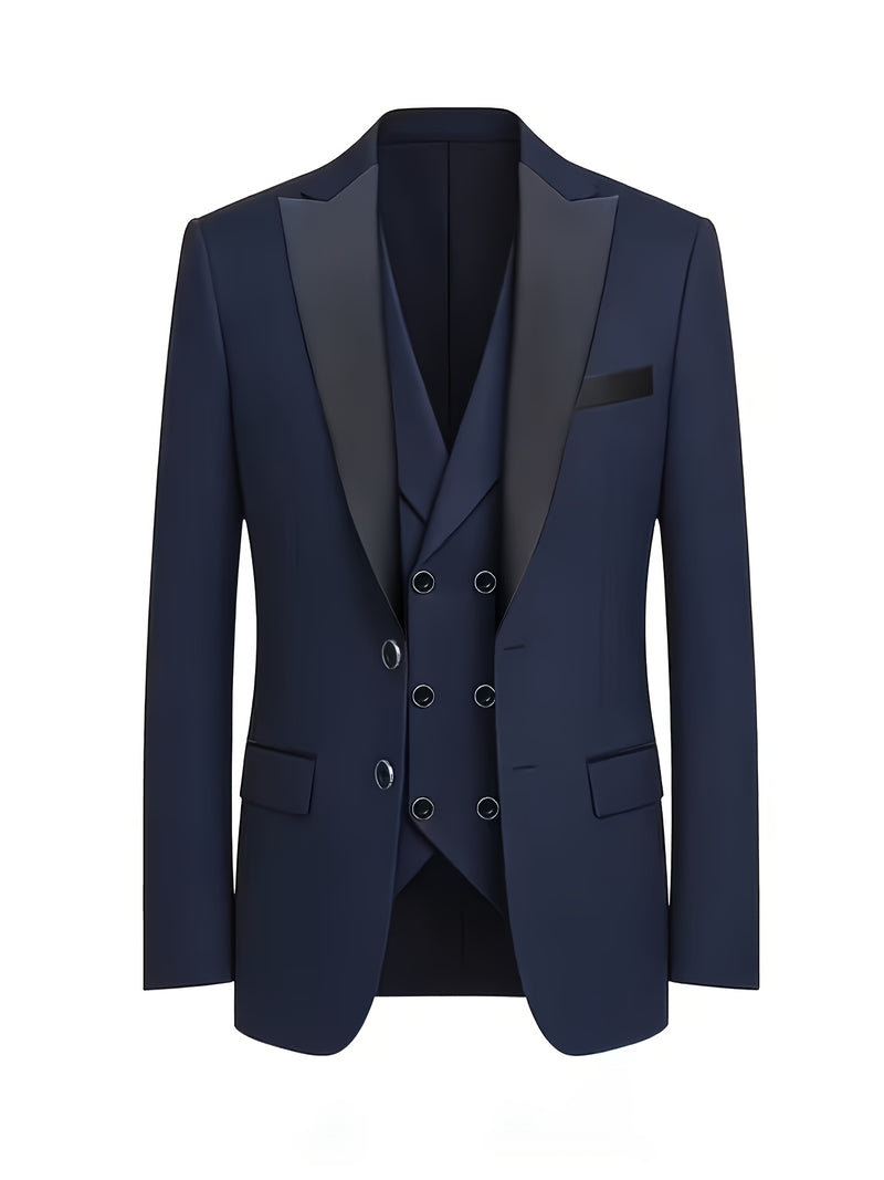 Men's Three-Piece Suit, Formal Business Attire Set, Includes Jacket.