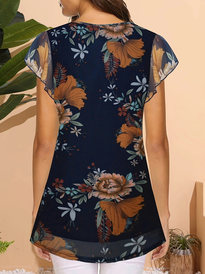 Women's Elegant Short Sleeve Blouse.