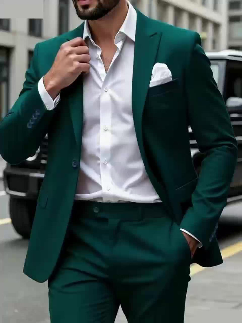 Men's Two-Piece Single-Breasted Suit and Trousers Set.
