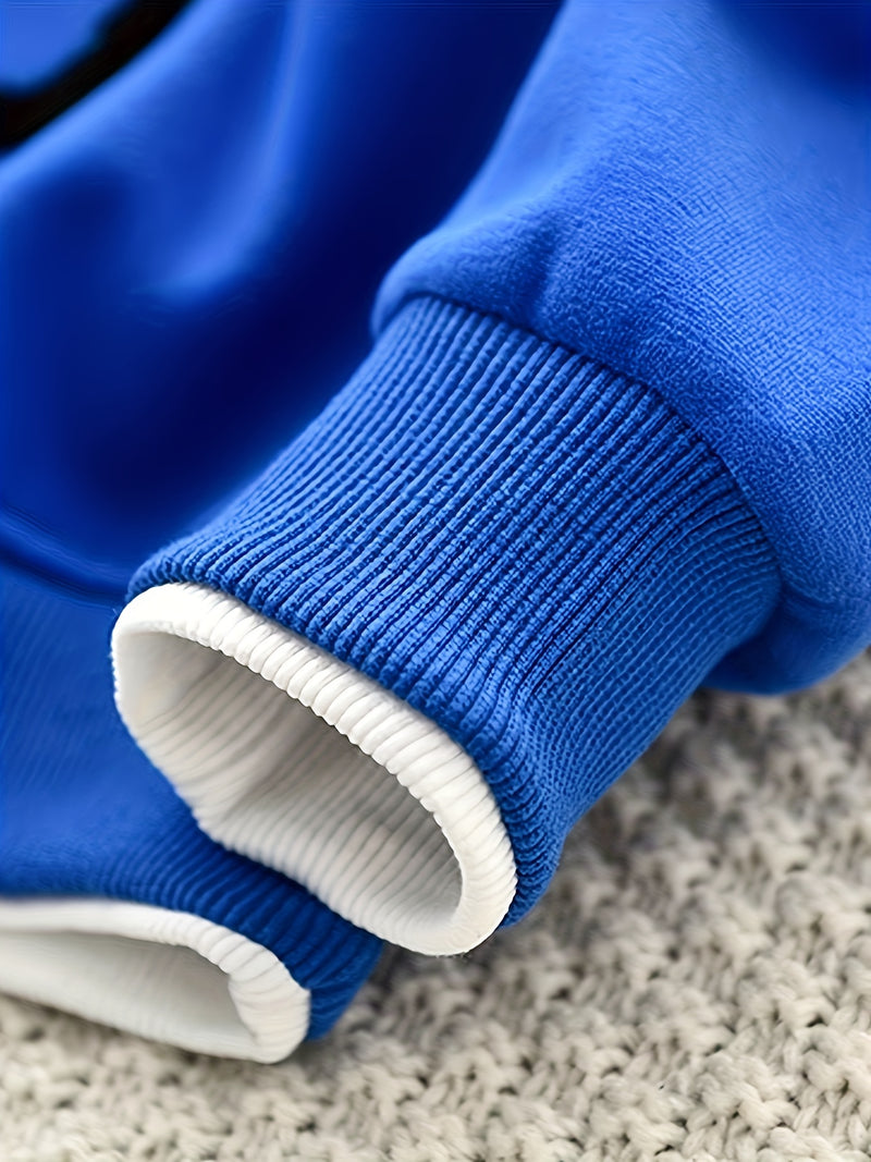 A Trendy Round-Neck Sweatshirt for Boys with a Faux Two-Piece Design.