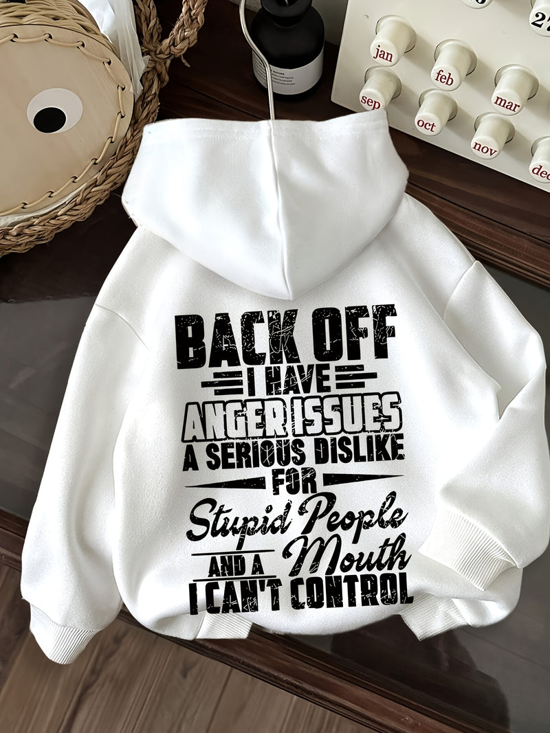Women’s Letter Print Hoodie, Drawstring Casual Hooded.