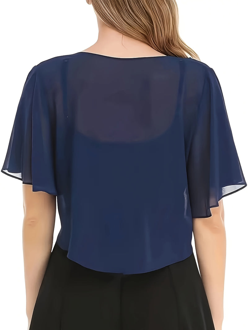 Women's Solid Color Short Sleeve Shirt Cardigan.