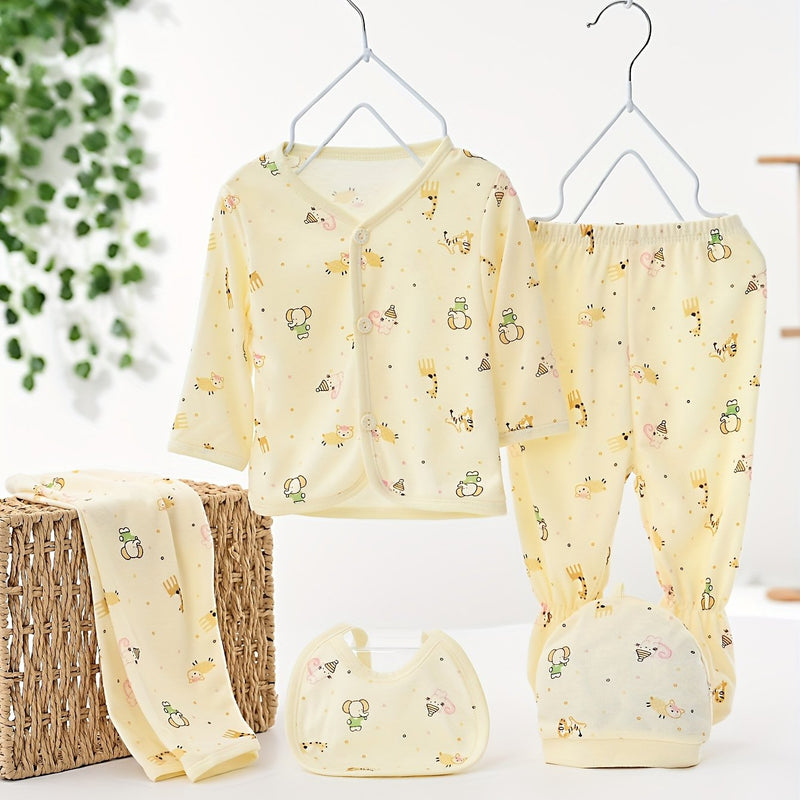 Newborn Baby Five-Piece Outfit Set for Infants.