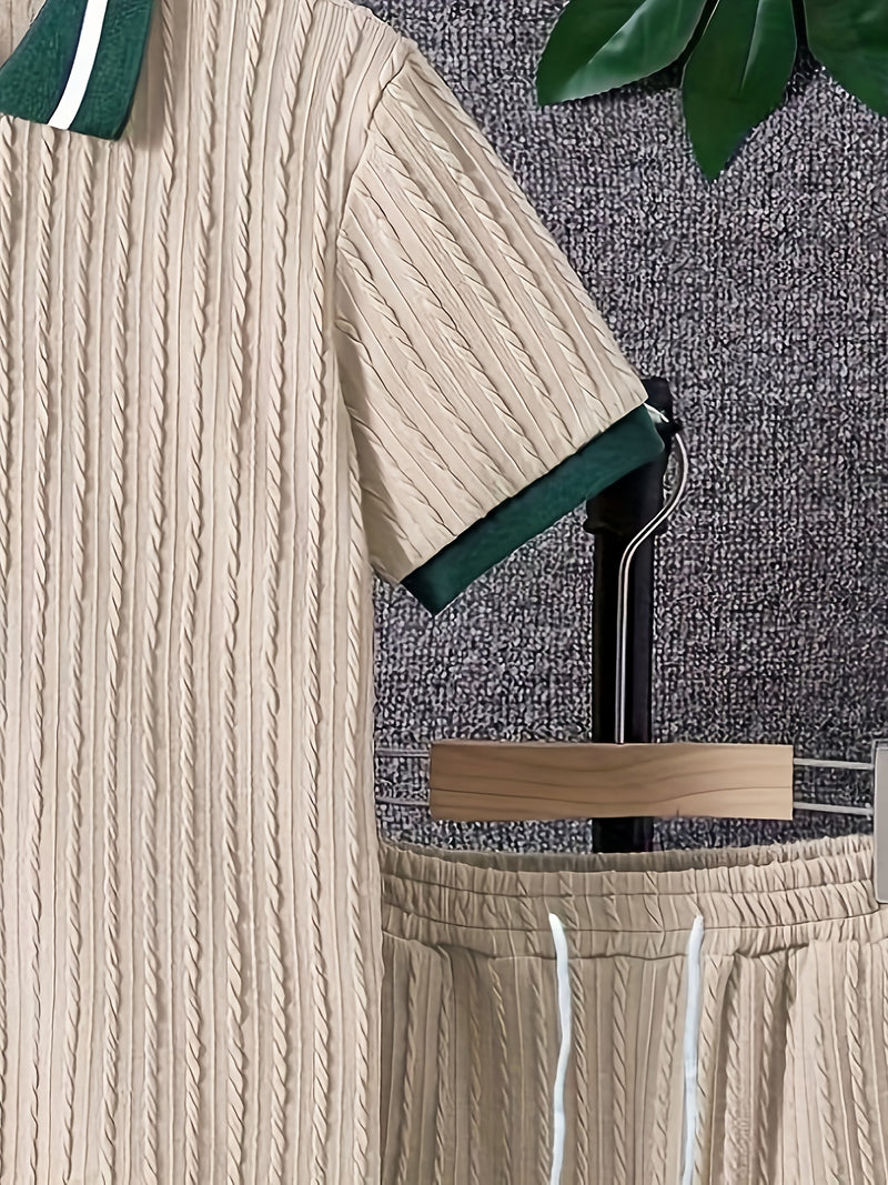 Men'S Casual Fashion Set Featuring a Top And Shorts.