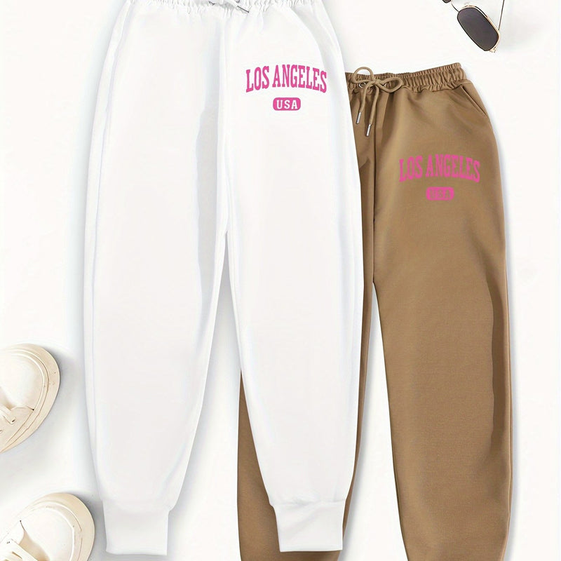 Women's Two-Piece Outfit Featuring Pants with a Letter Print.