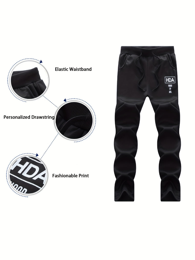 Men's Tracksuits 2pcs Set - Stand Collar Ribbed Hem Sportswear.