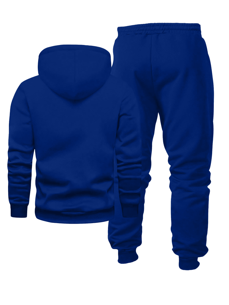 Men's Fashion Slogan Hoodie Four-Piece Set with Drawstring Elastic.