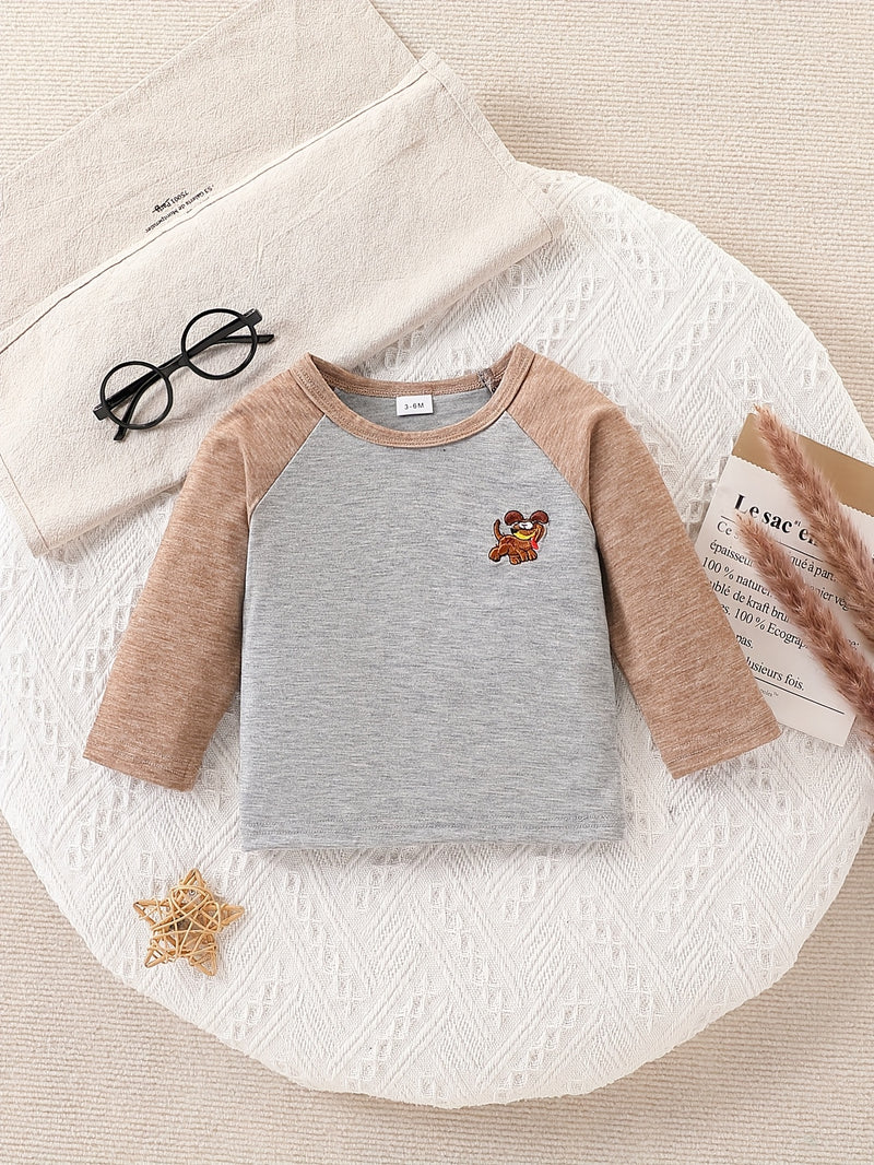 3pcs Pack Baby Animal Embroidered Long Sleeve T-Shirts.
