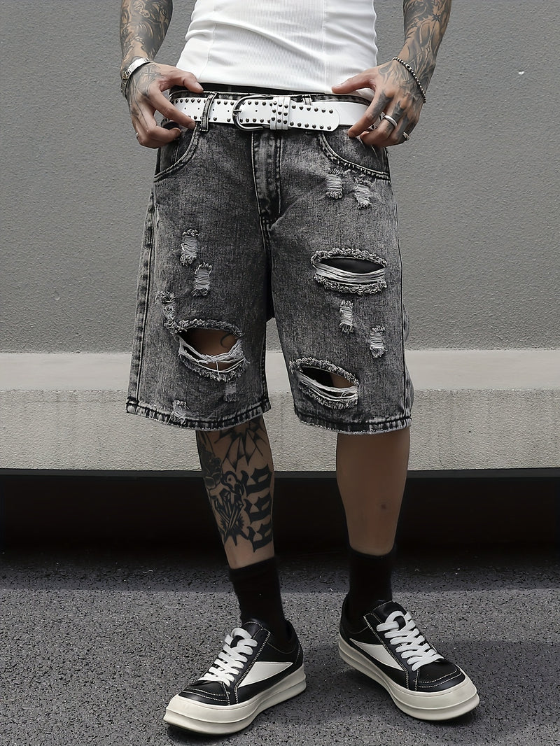 Men's Non-Stretch Faux Denim Shorts - Classic Five-Pocket Design.