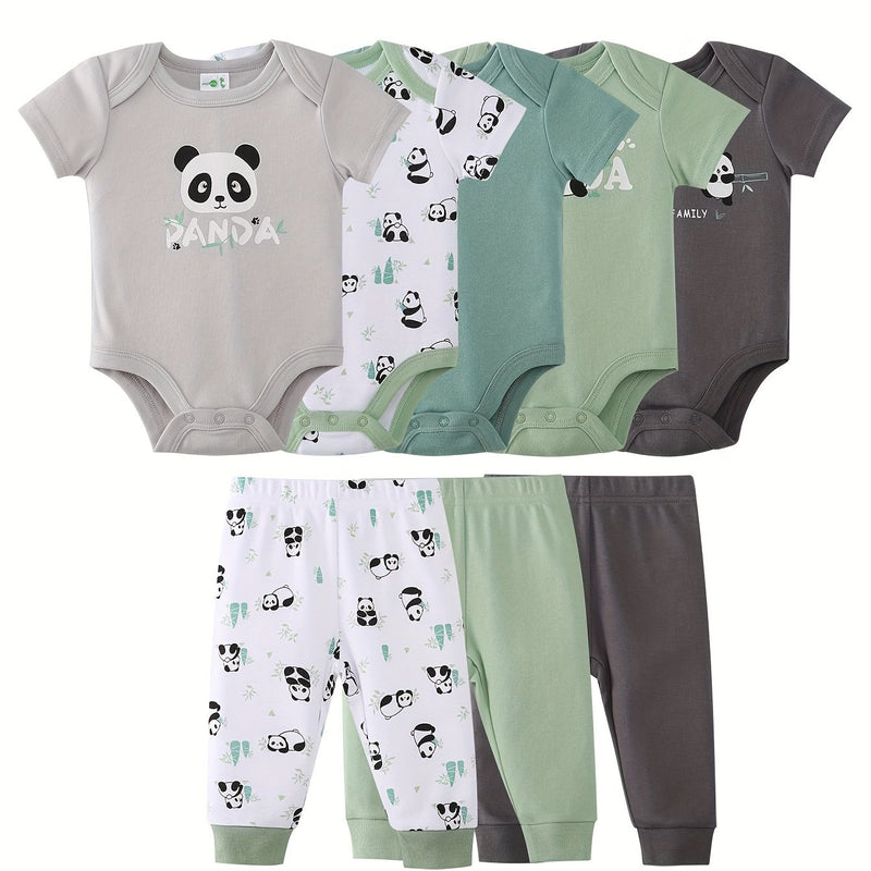 8pcs Set Comfortable and Soft Baby & Kids' Cartoon Panda Print.