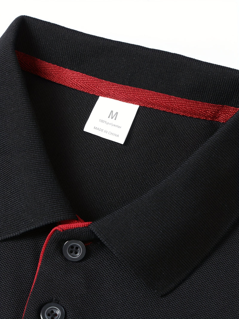 Men's Outdoor Golf and Equestrian Lapel Polo Shirt, Long Sleeve.