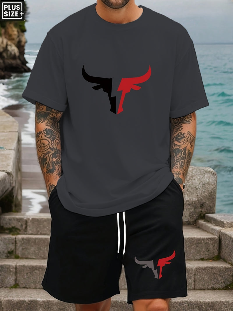 Men's Plus Size Summer Casual Short Sleeve T-Shirt.