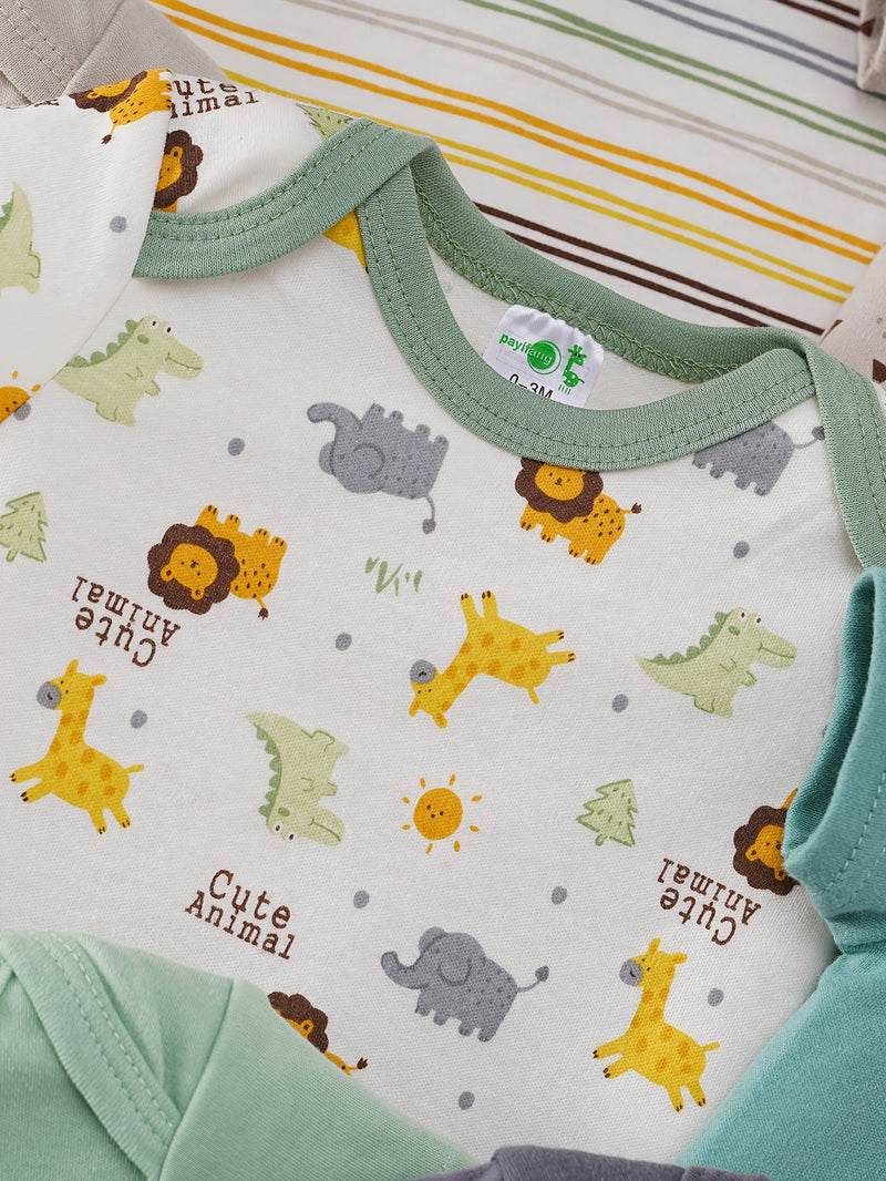 Baby Boy Cartoon Panda Giraffe Elephant Print.