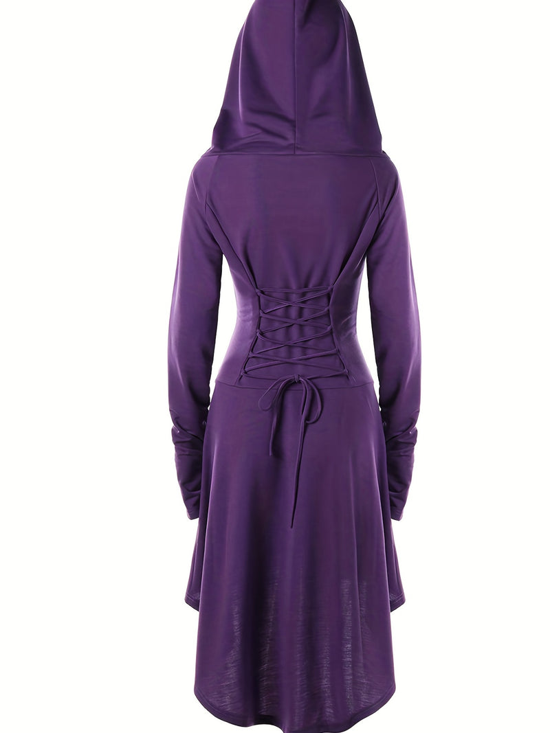 Women's Solid Color Tie-Up Asymmetrical Dress.