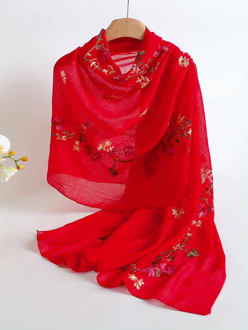Women's Floral Embroidered Scarf Shawl.