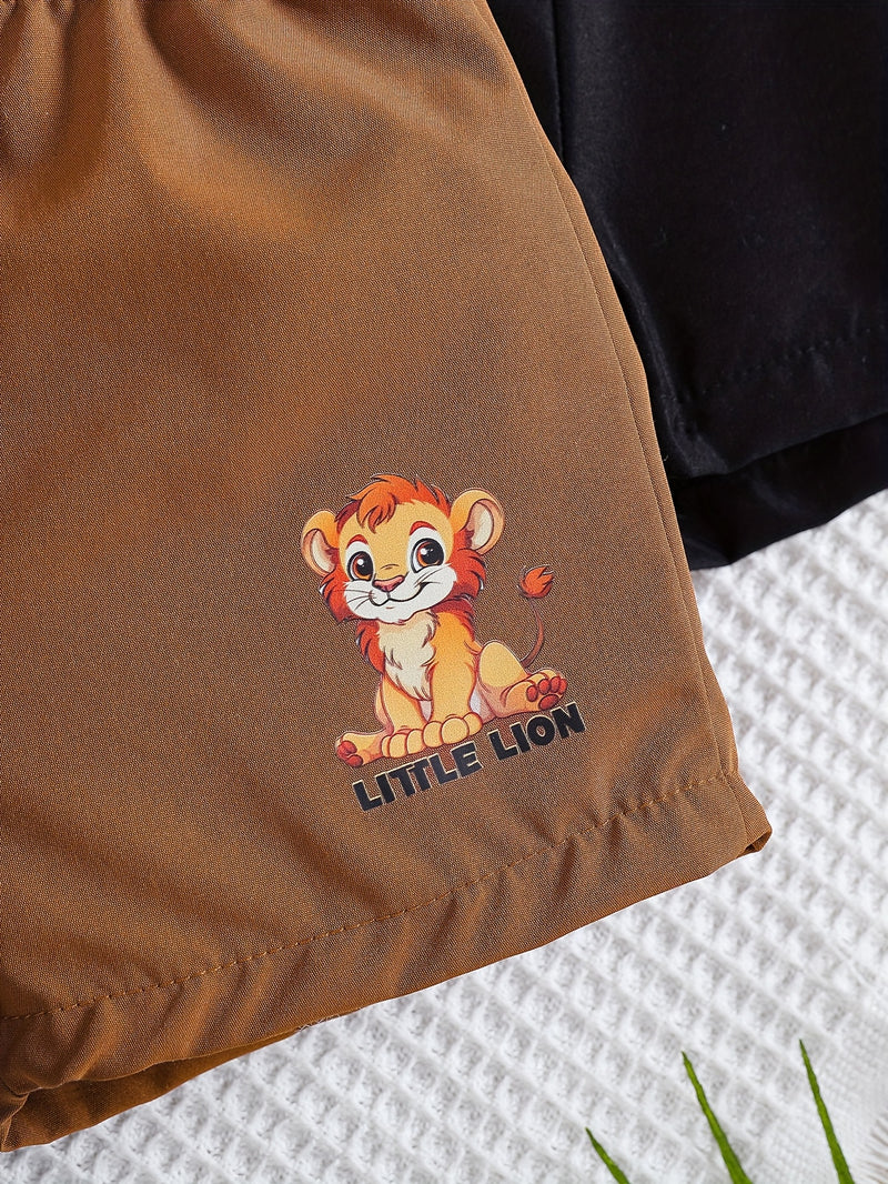 Boys Lion Print Shorts Three-Pack, Perfect for Outdoor.